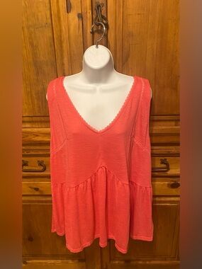 Torrid Coral Lace-Trim Babydoll Tank Top Size 3 Plus 3XL
